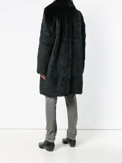 Shop Saint Laurent Faux Fur Coat In 1000 -  Black