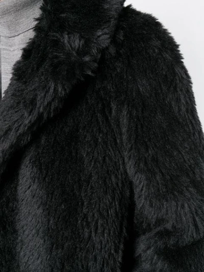 Shop Saint Laurent Faux Fur Coat In 1000 -  Black
