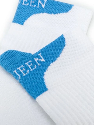 Shop Alexander Mcqueen Two-tone Logo Socks In White
