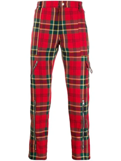 Shop Alexander Mcqueen Plaid Straight-leg Trousers In Red