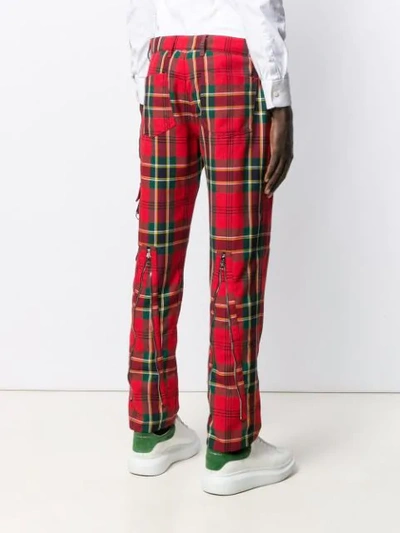 Shop Alexander Mcqueen Plaid Straight-leg Trousers In Red