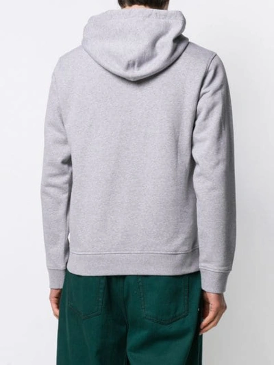 Shop Kenzo Logo Embroidered Hoodie In Grey