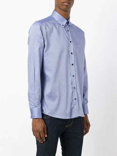 Shop Etro Chest Logo Embroidered Shirt In Blue