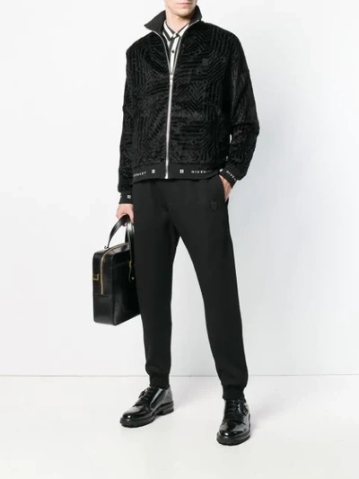 Shop Givenchy Embroidered Pattern Bomber Jacket - Black