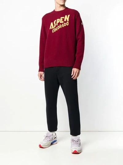 Shop Moncler Crew Neck Knitted Sweater In 464 Red