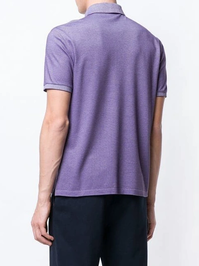 Shop Ermenegildo Zegna Logo Embroidered Polo Shirt - Purple
