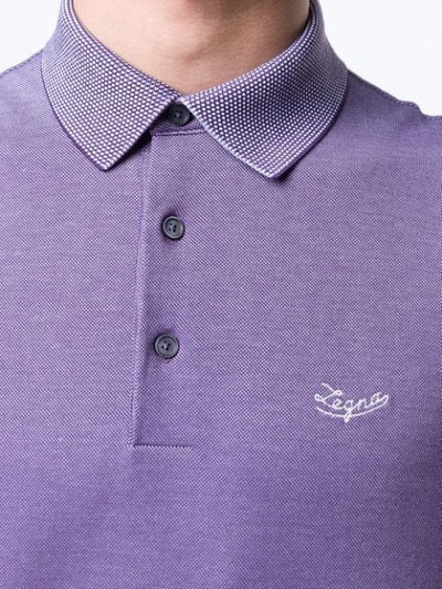 Shop Ermenegildo Zegna Logo Embroidered Polo Shirt - Purple