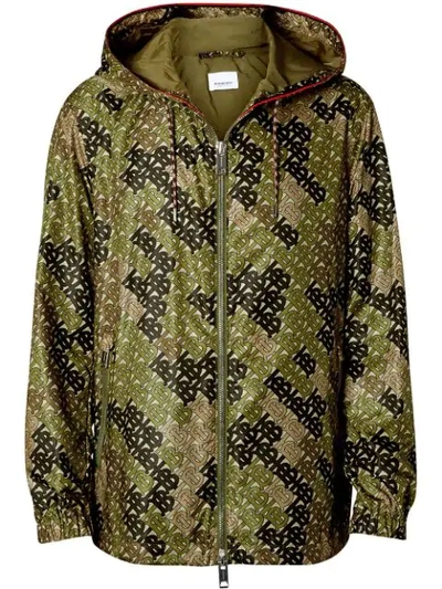 Shop Burberry Monogram-print Hooded Jacket In Green