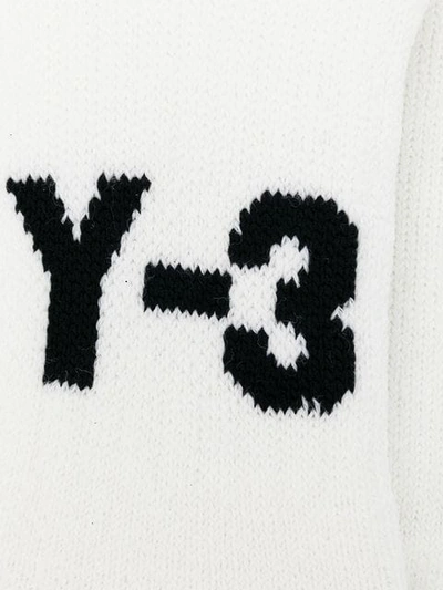 Shop Y-3 Intarsia-knit Socks In White