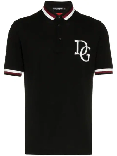 Shop Dolce & Gabbana Classic Logo Polo Shirt In Black
