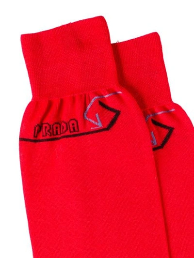 Shop Prada Jacquard Logo Socks In Red