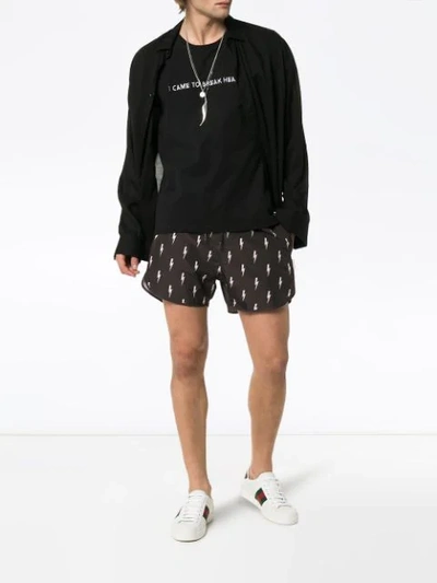 Shop Neil Barrett Badeshorts Mit Blitzmotiv In Black