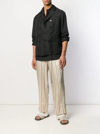 Shop Ann Demeulemeester Striped Trousers In Neutrals