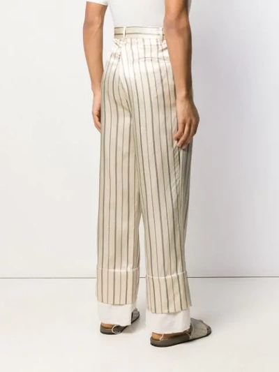 Shop Ann Demeulemeester Striped Trousers In Neutrals