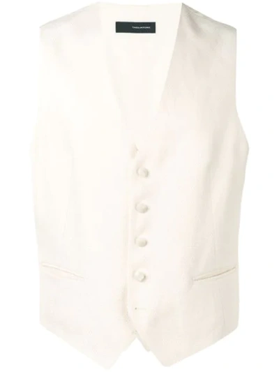 Shop Tagliatore Fitted Waistcoat In White