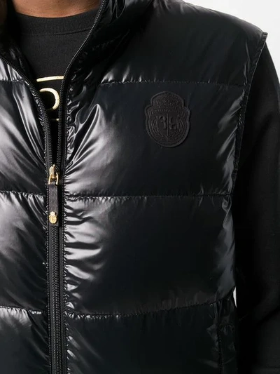 Shop Billionaire Logo Patch Down Gilet In Black