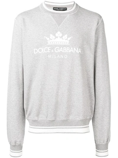 Shop Dolce & Gabbana Cuffed Stamped Sweatshirt - Grey
