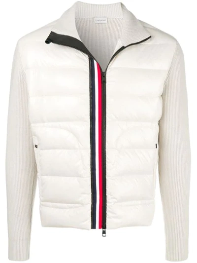 Shop Moncler Padded Front Cardigan In Neutrals