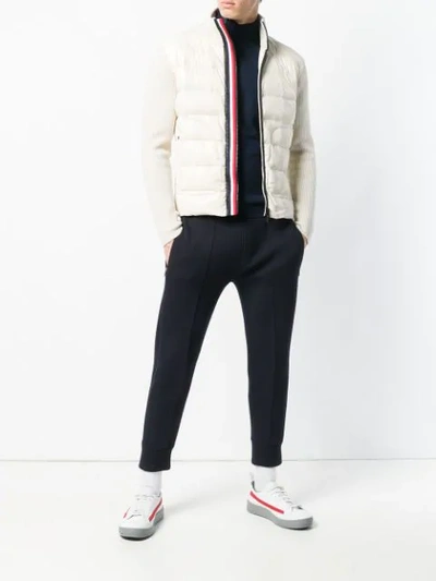 Shop Moncler Padded Front Cardigan In Neutrals