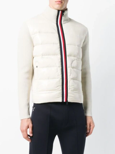 Shop Moncler Padded Front Cardigan In Neutrals