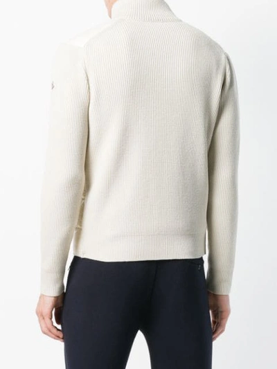 Shop Moncler Padded Front Cardigan In Neutrals