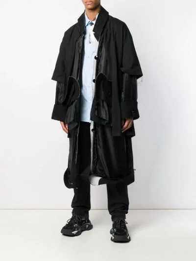 Shop Raf Simons Oversized Layered Coat In Black