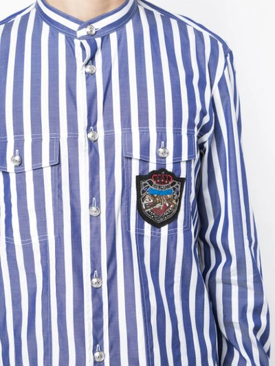 Shop Balmain Logo Patch Shirt In Blue