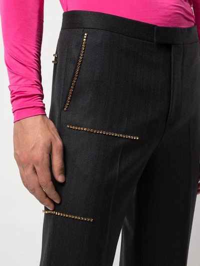 Shop Raf Simons Embellished Tailored Trousers - Schwarz In Black