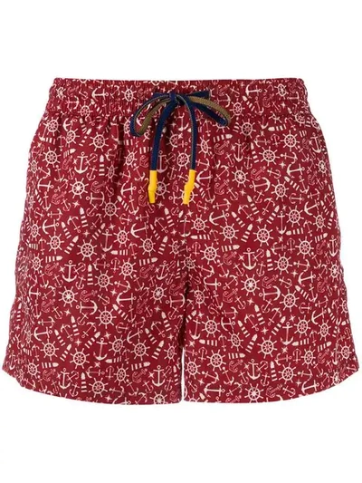 Shop Entre Amis Anchor Swimming Trunks In Red