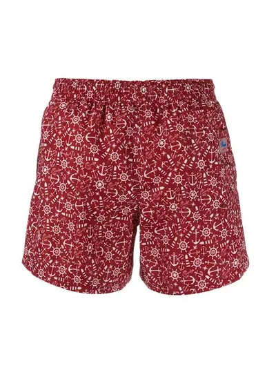 Shop Entre Amis Anchor Swimming Trunks In Red