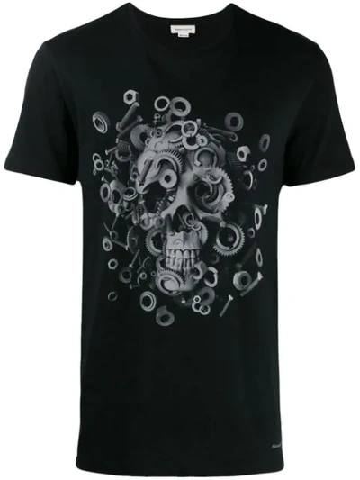 Shop Alexander Mcqueen Skull And Screws Print Round Neck T-shirt In Black