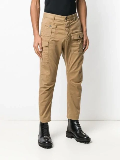 Shop Dsquared2 Patch Pockets Cargo Trousers In Brown