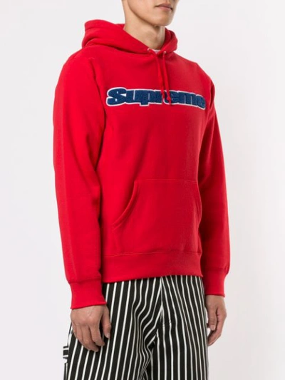 Shop Supreme Chenille Hoodie In Red