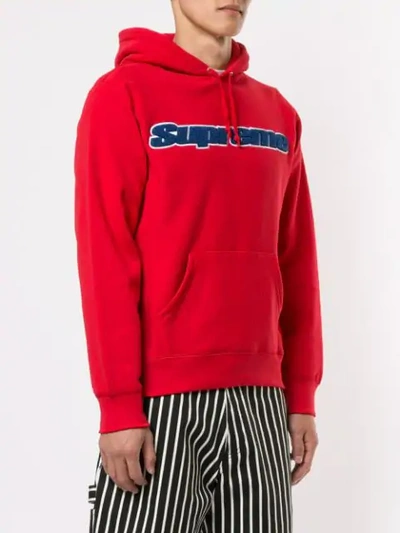 Shop Supreme Chenille Hoodie In Red