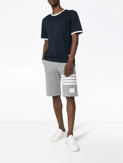 Shop Thom Browne Ringer Contrast Detail T-shirt In Blue