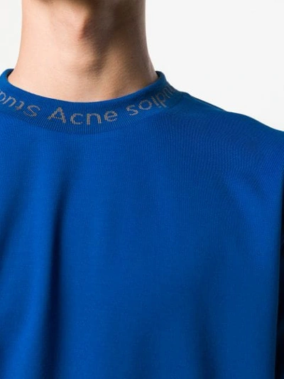 Shop Acne Studios Ribbed Neck T-shirt In 135-indigo Blue