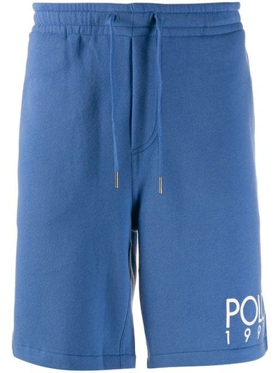 Shop Polo Ralph Lauren Logo Print Track Shorts In Blue