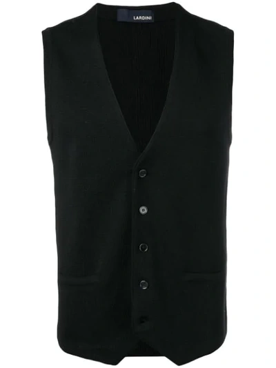 Shop Lardini Classic Woolen Waistcoat In Black