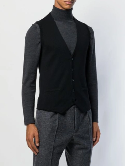 Shop Lardini Classic Woolen Waistcoat In Black
