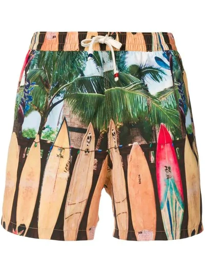 Shop Altea Surf Board Swimming Shorts In Brown