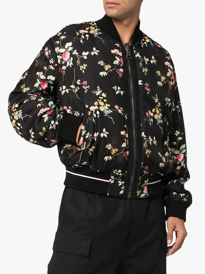 Shop Haider Ackermann Freesia Floral Print And Black Reversible Bomber Jacket