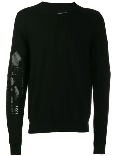 Shop Maison Margiela Cashmere Logo Sleeve Jumper In Black
