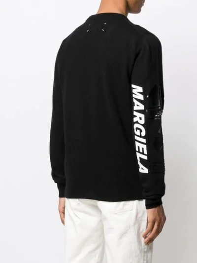 Shop Maison Margiela Cashmere Logo Sleeve Jumper In Black