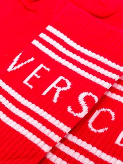 Shop Versace Ribbed Logo Socks In I4mp
