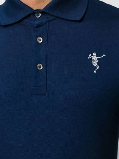 Shop Alexander Mcqueen Dancing Skeleton Polo Shirt In Blue