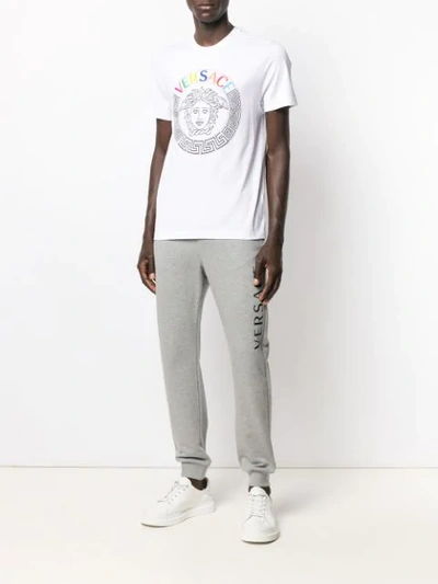 Shop Versace Embroidered Logo Medusa T-shirt In White