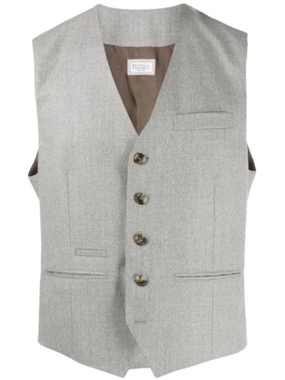 Shop Brunello Cucinelli Twill Waistcoat In Grey