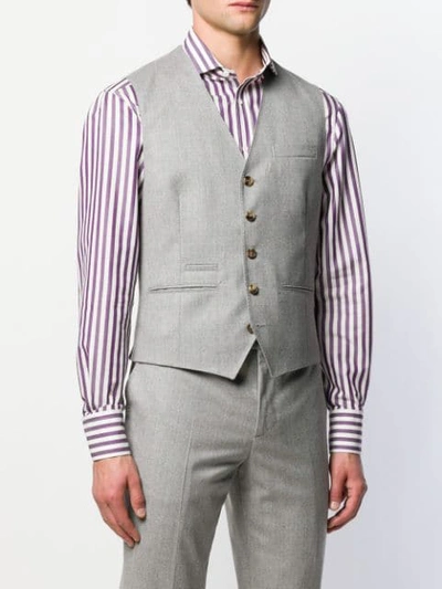 Shop Brunello Cucinelli Twill Waistcoat In Grey