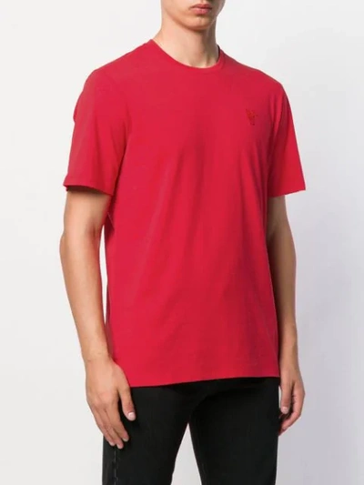 Shop Versace Logo Embroidered T In Red