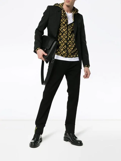 Shop Givenchy Multi Logo Print Hooded Windbreaker Jacket In 770 Black/mustard